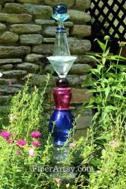 Easy Diy Glass Garden Art Totem Glass Garden Art Glass Garden Garden Decor Projects