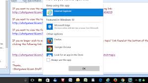 Select the new browser (ex: Default Browser In Outlook With Win 10 Microsoft Community