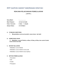 Sekolah, mata pelajaran, kelas/semester, dan alokasi waktu. Contoh Rpp Md