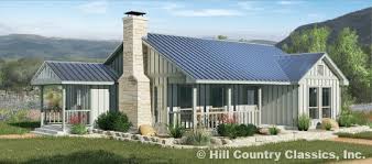 The exterior of a modern style home usually makes use of concrete or stone with wood accents. Hill Country Classics Home Plans