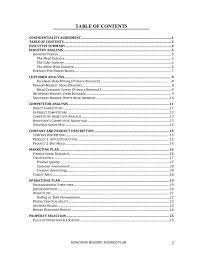Writing a business plan helps you formulate your business' goals, your unique selling point, operational structure, marketing strategies, resources and investments you may need in order to develop table of contents: Honeydew Meadery Business Plan 2 Table Of Contents Confidentiality Agreement Competitor Analysis Digital Marketing Strategy Sample Business Plan
