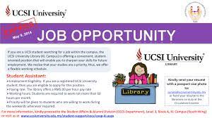 However, deciding on a part time job may not be as easy as you think it is, but there still is a way out of the woods. Ucsi University Library Kl Campus Student Assistant Ucsi Cecs Job Portal