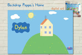 Peppa 39 S Home Scene Party Backdrop Digital Customizable Printable Birthday Party Scene Setter Poster