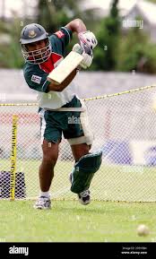 Bangladesh's batsman Rajin Saleh bats during a practice session at Arnos  Vale Playing Field in Kingstown, St. Vincent, Friday, May 14, 2004. The  first one-day International game between Bangladesh and the West