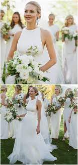 Simple Halter Neckline Open Back Summer Wedding Dress Wedding Dress Necklines White Bridal Dresses Summer Wedding Dress
