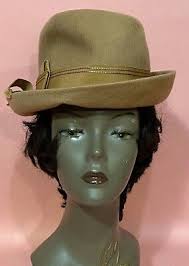 Vtg Tan/Beige Fedora Hat RITZ Henry Pollak 7.5” Nice Detailed Stitching!