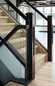 Railing Modern Style Is Achieved Through Bringing Together Dadoed Glass Panels Missi In 2021 Staircase Railing Design Glass Staircase Railing Wooden Staircase Railing