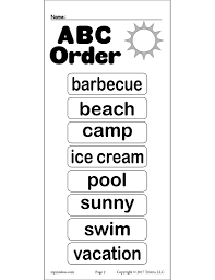 The word order is usually treated as an uncountable (mass) noun, which means that it. Summer Alphabetical Order Worksheet Supplyme