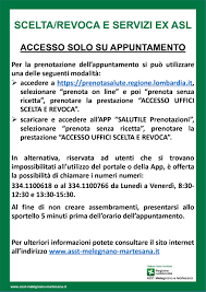 Chiamare il call center regionale al 800.638.638 (da rete fissa) o al 02.999599 (da rete mobile). Scelta Revoca Servizi Ex Asl Citta Di Peschiera Borromeo