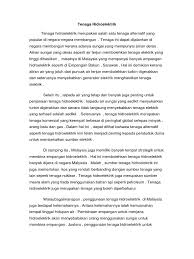 Kempen penanaman 100 juta pokok. Tenaga Hidroelektrik
