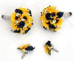 Pricing In Description Sunflower Bouquet Sunflower Navy Bouquet Navy Blue Bouquet Yell In 2021 Wedding Flowers Sunflowers Sunflower Bridal Bouquet Sunflower Wedding