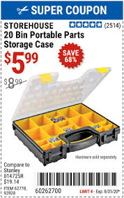 Storehouse 20 Bin Medium Portable Parts Storage Case For 5 99 Harbor Freight Tools Storage Harbor Freight Coupon