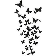 Black And White Harry Styles Silhouette Flowers And Butterflies Wall Tattoo White Butterfly Tattoo Butterfly Stencil