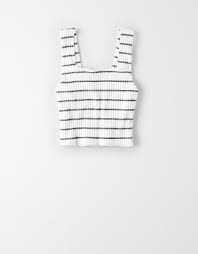 Black And White Striped Crop Tank Top Ae Striped Square Neck Cropped Tank Top Clothes For Women Cute Tank Tops Tank Tops Women