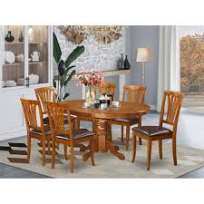 Many styles, sizes, colors & decor to choose from. Oval Table With Leaf And 6 Dining Chairs Saddle Brown Finish