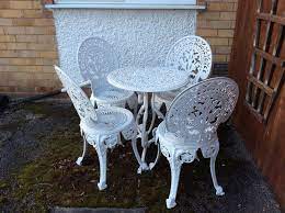 This advert is located in and around. This Is A Restored Beautiful Cast Iron 5 Piece Set Immaculate Condition In White Collection O Cast Iron Patio Furniture Garden Chairs Patio Furniture For Sale