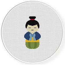 In addition the pdf files are available in you etsy account, under my account and then purchase after payment has been cleared. Samurai Kokeshi Doll Cross Stitch Pattern Daily Cross Stitch
