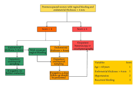 Management of patients with uterine bleeding during menopausal hormone therapy / a. A Risk Scoring Model For The Prediction Of Endometrial Cancer Among Symptomatic Postmenopausal Women With Endometrial Thickness 4 Mm