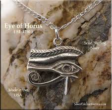 Pewter egyptian eye of horus necklace. Sterling Silver Eye Of Horus Pendant Necklace Egyptian Jewelry