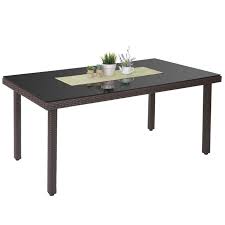 Ein moderner rattan gartentisch bietet ihnen die möglichkeit ihren garten ins rechte licht zu rücken. Poly Rattan Gartentisch Cava Esstisch Tisch Mit Glasplatte 160x90x74cm Braun