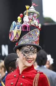 Superb Hat From Ladies Day Racing In Melbourne Yesterday Made By A Queensland Company Funky Hats Crazy Hats Crazy Hat Day
