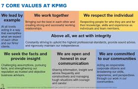 7 Core Values At Kpmg Core Values Company Culture Core