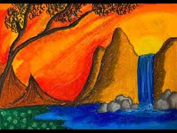 Mountain With Waterfall Drawing Tutorial For Kids Landscape Drawing With Oil Pastel Painting With Oil Paints How to draw easy and simple scenery for beginner with oil pastels. mountain with waterfall drawing tutorial for kids landscape drawing with oil pastel