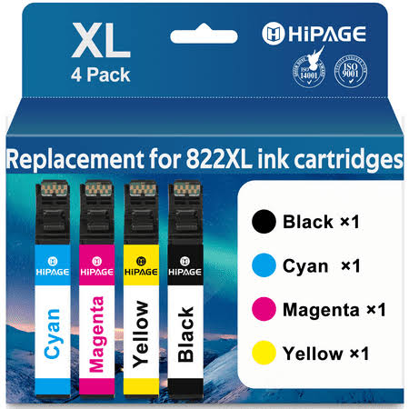 822 Ink Replacement for Epson 822xl Ink Cartridge Combo Pack for Workforce Pro Wf-3820 Wf-4830 Wf-4833 Printer