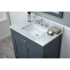 Alya Bath Norwalk 36 In W X 34 2 In H X 22 In D Vanity In Gray With Marble Vanity Top In White With White Basin He 101 36 G Cwmt The Home Depot Marble