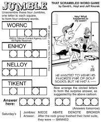 Since 1954, jumble has been entertaining generations of players who have discovered the puzzles humorous punny solution by unjumbling words and then pondering the puzzle's cartoon and caption. D A I L Y J U M B L E P U Z Z L E Zonealarm Results