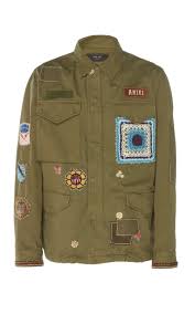 amiri brothers military short parka jacket in green modesens
