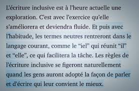 L'écriture inclusive est née de la volonté de faire changer les mentalités sur l'égalité c'est précisément ce point que l'écriture inclusive souhaite revisiter pour mettre le féminin à l'objectif est de mettre en avant les deux genres. Pourquoi Je Suis Contre L Ecriture Inclusive Contrepoints