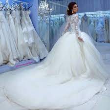 Fall Winter Muslim Long Sleeve Cinderella Wedding Dress Princess Bridal Gowns Long Train Wedding Dress Ball Gowns Wedding Princess Wedding Dresses Cinderella