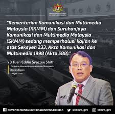 Mcmc is the regulator for the. Kkmm On Twitter Kementerian Komunikasi Dan Multimedia Malaysia Kkmm Dan Suruhanjaya Komunikasi Dan Multimedia Malaysia Skmm Sedang Memperhalusi Kajian Ke Atas Seksyen 233 Akta Komunikasi Dan Multimedia 1998 Akta 588 Yb Tuan