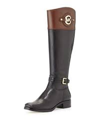 Michael Kors Black And Brown Boots Stockard Two Tone Leather Riding Boot Riding Boots Boots Michael Kors Boots