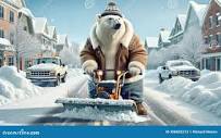 Polar bear snow plowing stock illustration. Illustration of ...