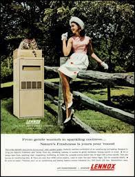 1964 Lennox Duracurve system young woman on fence retro photo print ad LA24  | eBay