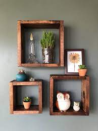 Square Wood Shelves Square Wall Shelves Rustic Wood Etsy Decor Easy Home Decor Rustic House