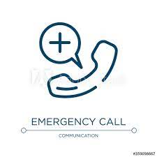 Call police, fire and ambulance using universal emergency cell phone and mobile numbers. Emergency Call Icon Linear Vector Illustration From Emergency Wandsticker Grafik Hintergrund Schwarz Myloview De