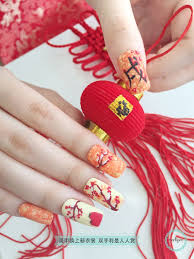 Chinese New Year Nail Art Cny Manicure Cherry Blossom Nails Art Cherry Blossom Nails New Years Nail Art