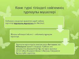 Етістік, зат есім, сын есім, есімдік, шылау, үстеу, құрама сөздер. KÓ©ne TÒ¯rki Tili SÓ©jlem MÒ¯sheleri Sapashev Oraz SapashÒ±ly