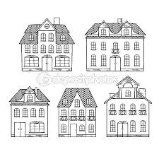 Black And White Simple Hand Drawn House Clipart Old Hand Drawing Houses Isolated Vector Illustration Como Desenhar Maos Ilustracao Casa Molde De Casa