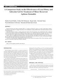 Membina iklim pembangunan sahsiah yang ampuh. Pdf A Comparison Study On The Effectiveness Of Local Honey And Salicylate Gel For Treatment Of Minor Recurrent Aphtous Stomatitis