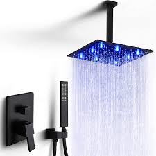 Maybe you would like to learn more about one of these? Rainfall Shower System Ceiling Mounted Led Shower Fixtures With Handheld Shower Bathroom 12 Inch Rainfall Shower For Combo Valve Mixer Dr Faucet Matte Black Amazon Com