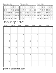 Check spelling or type a new query. Download 1921 Printable Calendars