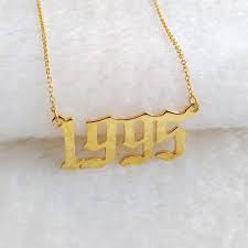 Birth Year Necklaceyear Of Birth Necklaceold English Number Etsy In 2021 Number Necklace Custom Jewelry Necklaces Personalized Jewelry