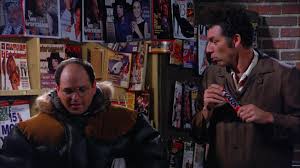 The dinner party (1994) 1 of 1. Clark Candy Bar Held By Michael Richards As Cosmo Kramer In Seinfeld Season 5 Episode 13 The Dinner Party 1994