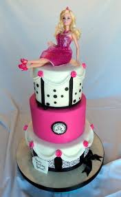 Black And White Birthday Cake For Girls Delectable Cakes Hot Pink Black And White Barbie Birthday Cake Barbie Birthday Cake Barbie Birthday Barbie Birthday Party