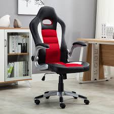 Belleze Race Seat Bucket Style Office Chair Ergonomic Computer Pu Leather With Flip Up Armrest Red Walmart Com Walmart Com