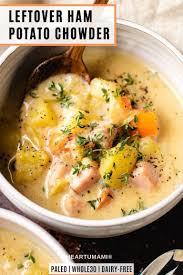 Creamy Ham Potato Chowder Dairy Free Paleo Healthy Recipe Ham And Potato Soup Whole Food Recipes Leftover Ham Recipes